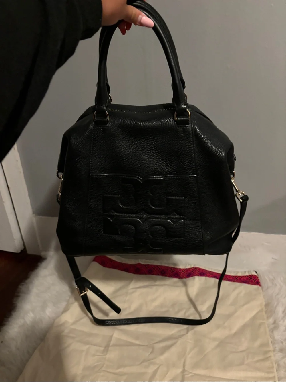 Tory Burch Black Leather Crossbody Satchel